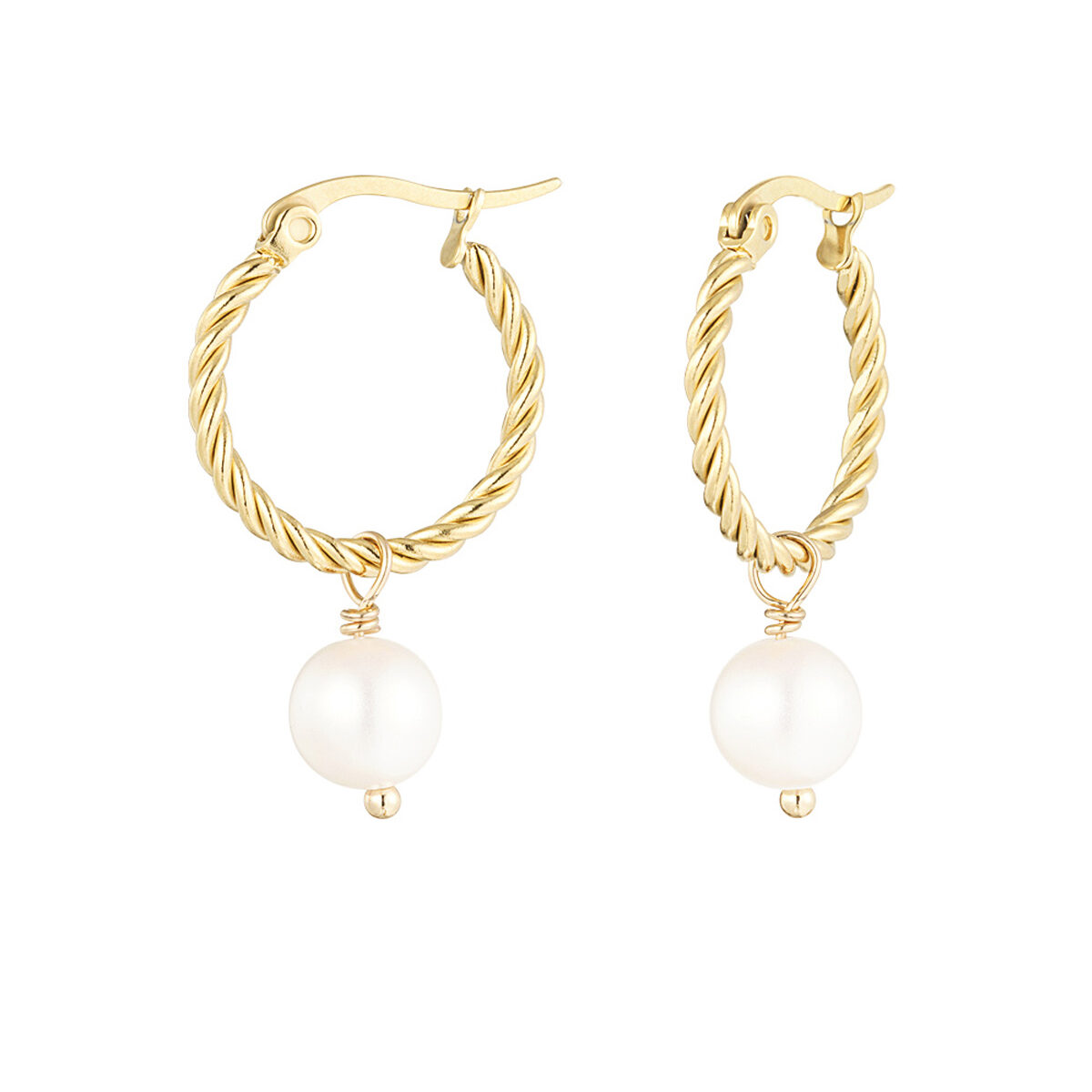 parel hanger oorbellen goud