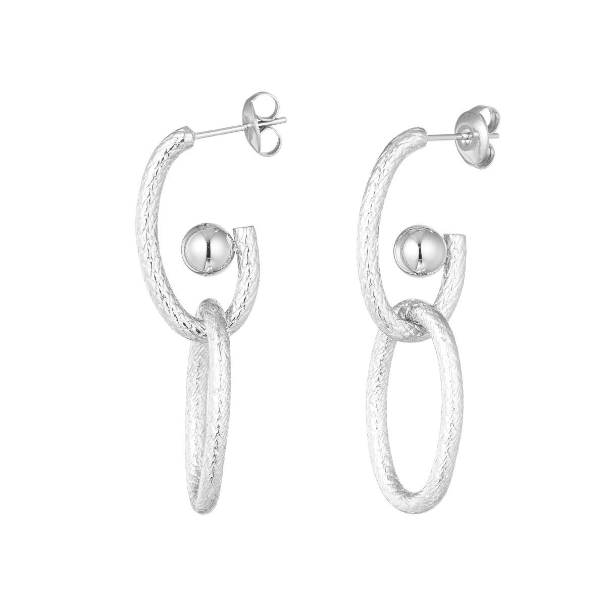 schakel oorbellen zilver